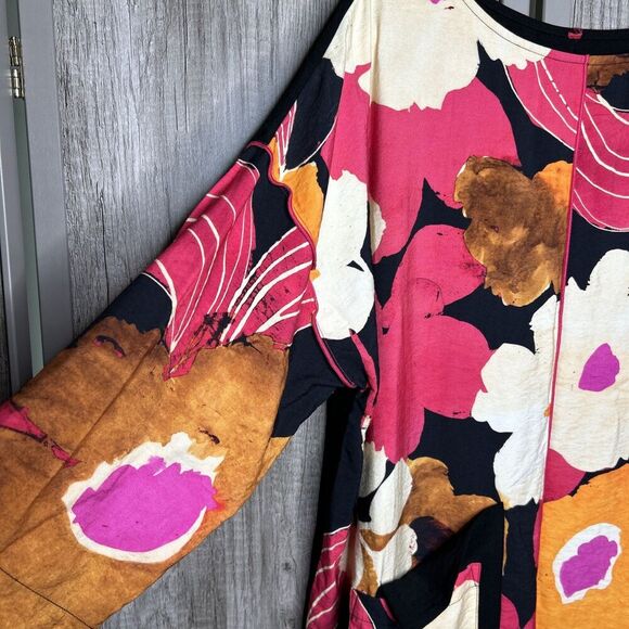 IC by Connie K Tunic 2XL Floral Asymmetric With Pockets Lagenlook Artsy - Picture 4 of 8